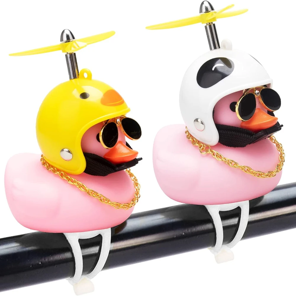 

Mini Ducks for Kids Baby Shower Birthday Party Decorations Favors with Propellers Glasses Gold Chain Kids Bike Squeeze Horns