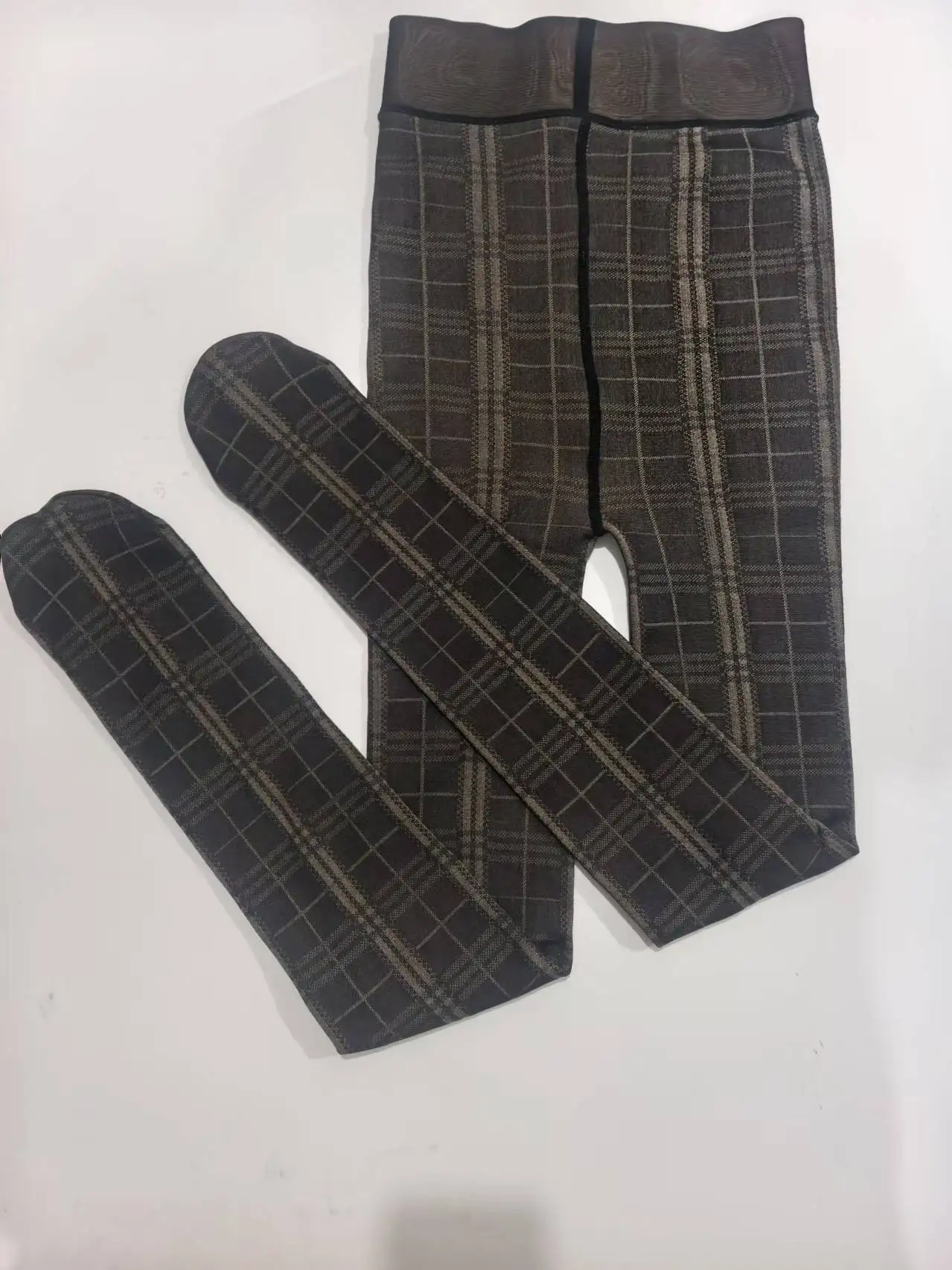 Ropa interior gruesa y delgada de lana de piel transparente negra con bordado cuadrado pequeño, entrepierna sin costuras en la parte delantera y trasera para mujer, otoño