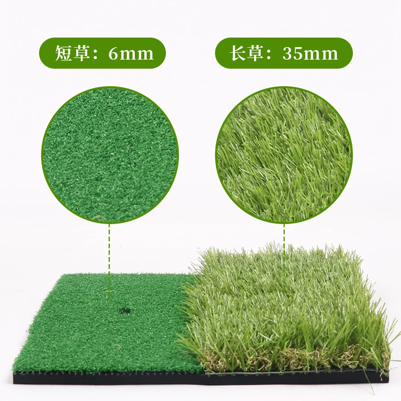 Double Grass Golf Hitting Mat With Golf Rubber Tee Indoor Durable Artificial Turf Golf Training Aids Golf Practice Mat