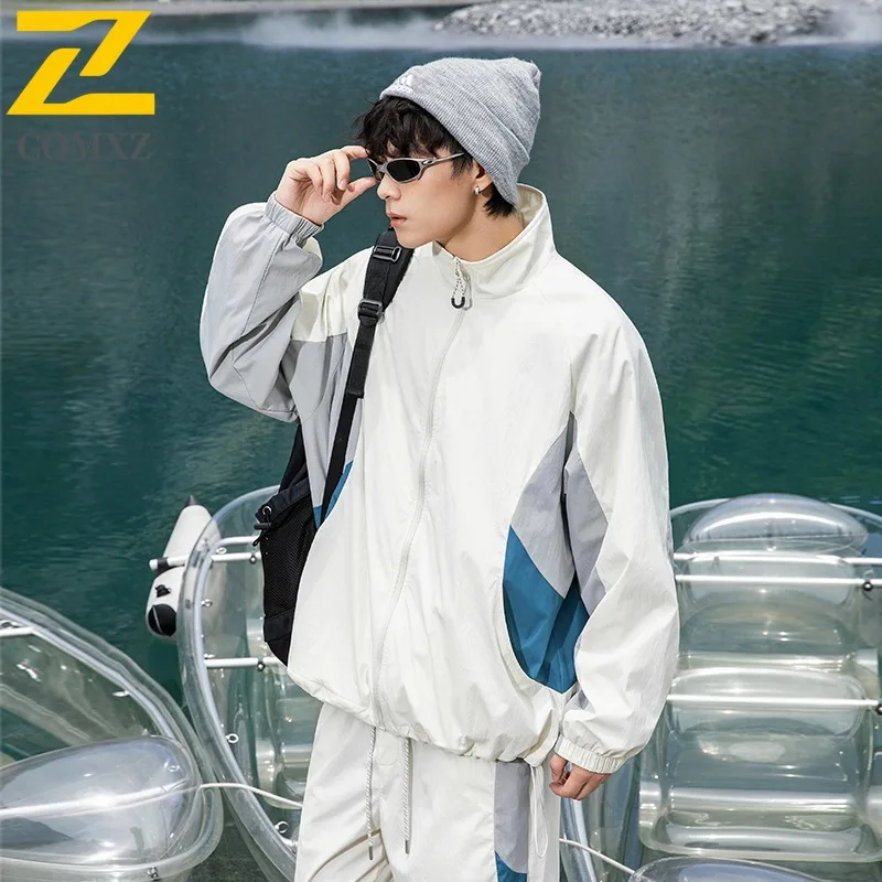 

COMXZ Autumn New Jacket 2025 Minimalist Splicing Color Camping Windproof Coat Outdoor Japanese Street Leisure Windbreaker