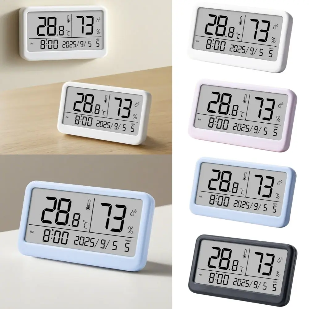LCD Display Temperature Meter Multi-functional Magnetic Desktop Clock Real-Time Display Wall Mount Digital Alarm Clock Home Use