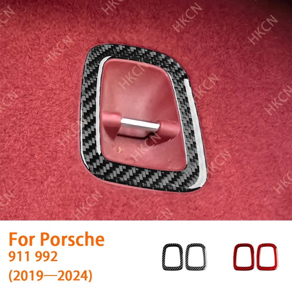 

HKCN For Porsche 911 992 2019—2023 Carbon Fiber Rear Trunk Handle Panel Car Interior Accessories Cover Trim Modification Sticker