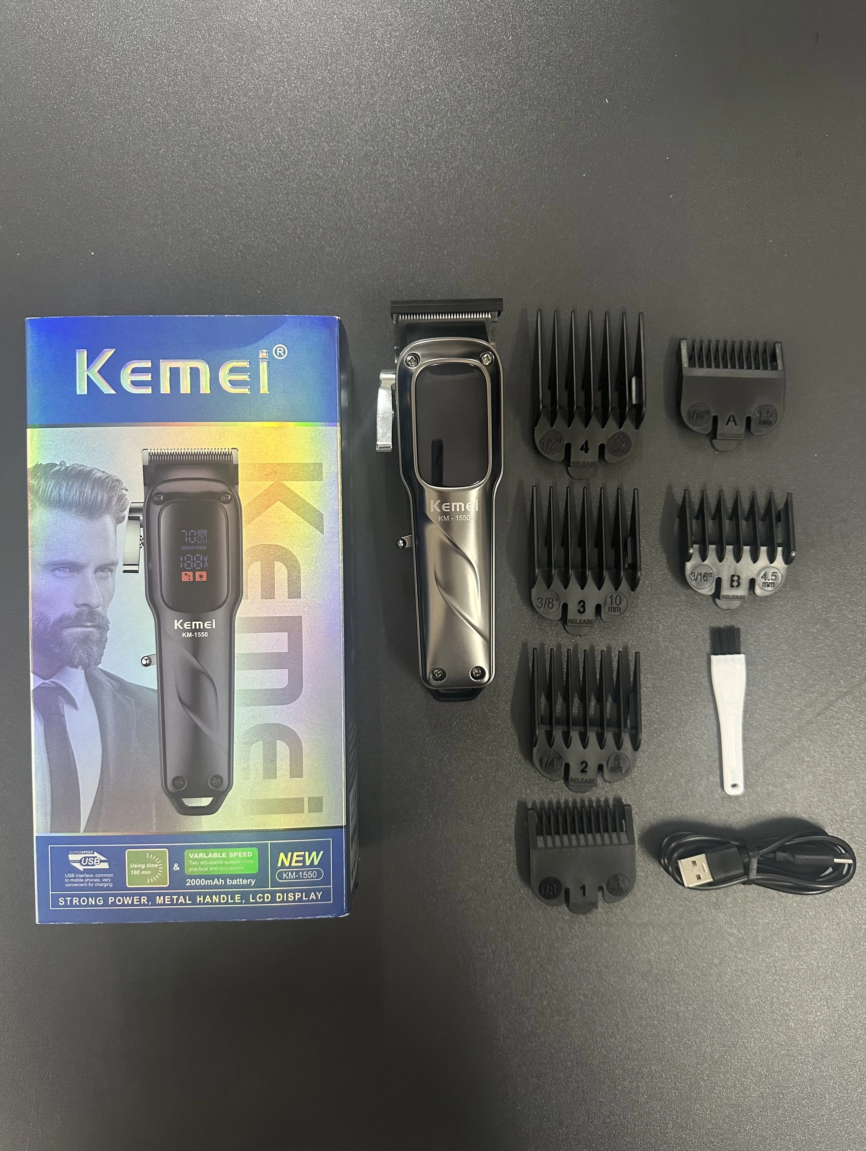 KEMEI km-1550 New Design Hair Clippers Trimmer Rechargeable Professional Electric Hair Clippers Trimmer for Commercial Clippers