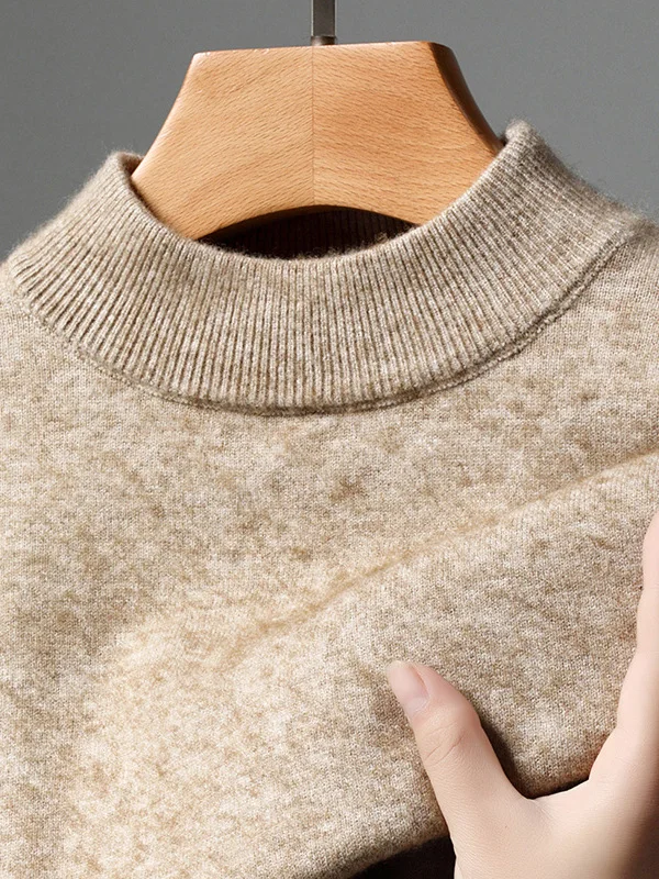 

Eordos Men's Knitted Wool Sweater Thiened round Ne f High Collar Autumn Winter Faion Dad Clothes Soft Wool Blend Bus...