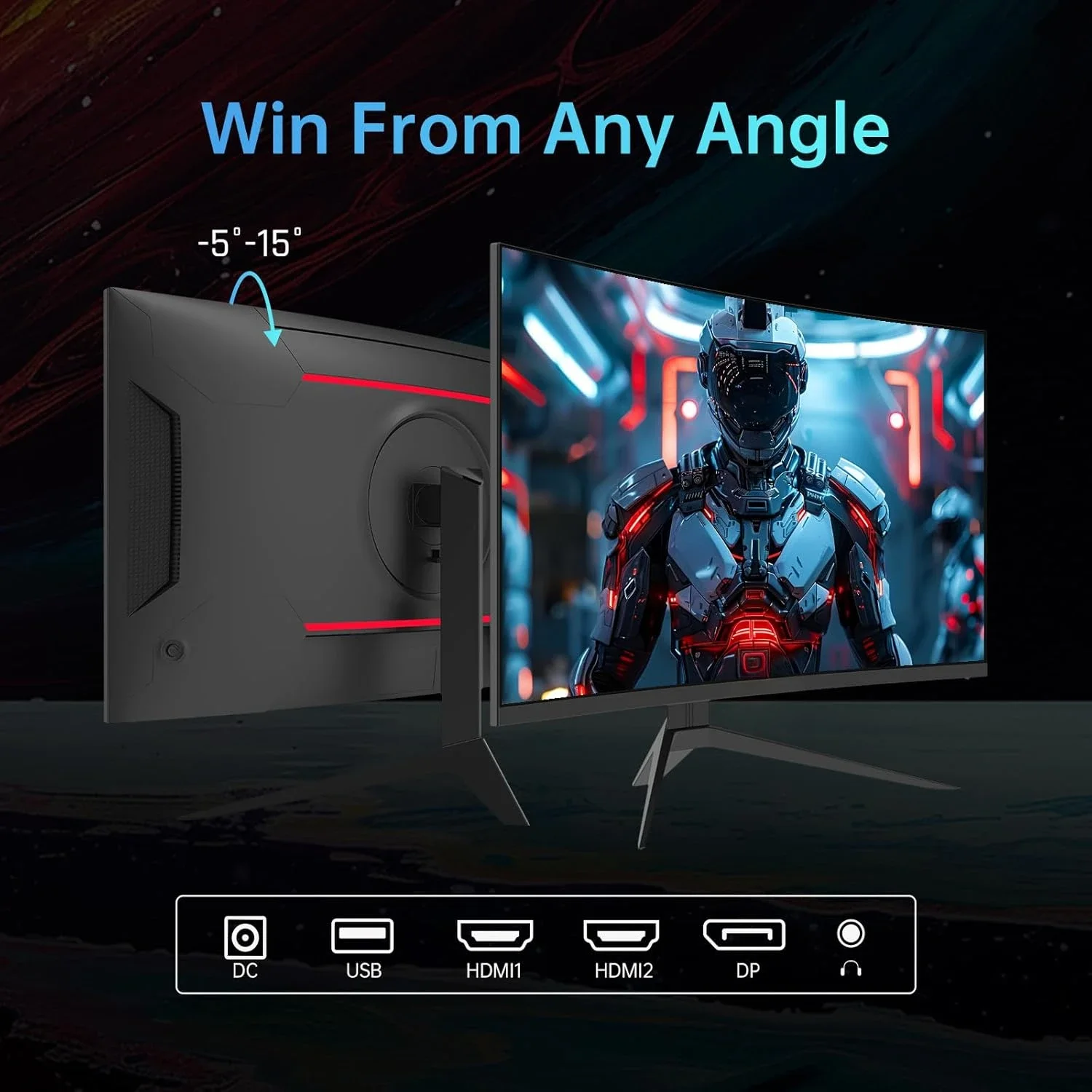 شاشة ألعاب منحنية 32 بوصة 240 هرتز 1500R 1080P 125% sRGB 1 مللي ثانية، Freesync/G-sync HDR10، منافذ HDMI/DP/USB VESA