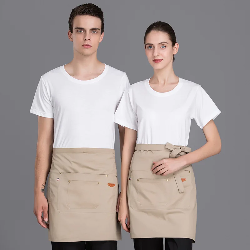 Canvas denim apron milk tea coffee hot pot restaurant Korean style fashion waiter half work clothes