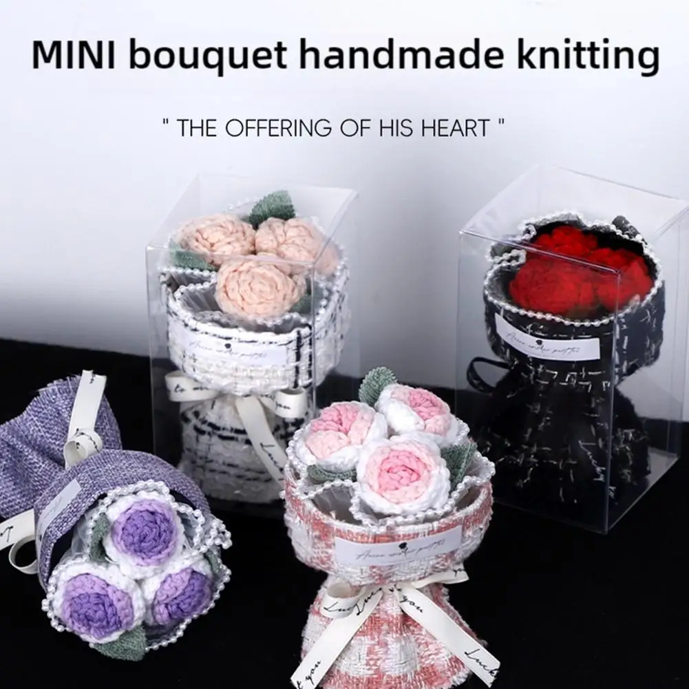 Mini Bule Rose Bundle Handmade Weaving Eternal Life Float Carrying Rose Ornament Simulation Flower Suitable For Girls Gift Boxed