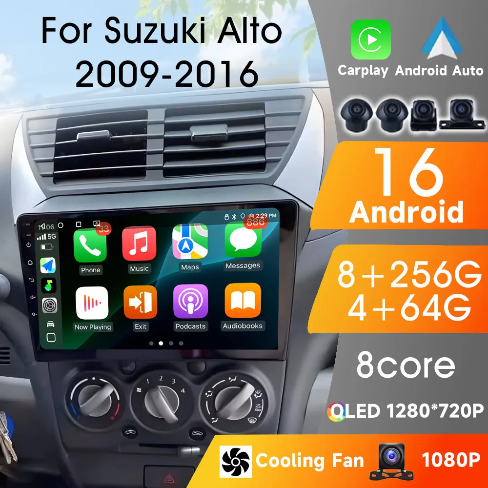Carplay Android Auto Wireless For Suzuki Alto 2009-2016 Autoradio Multimedia Player 8Core WIFI GPS Car Video Stereo Video Stereo