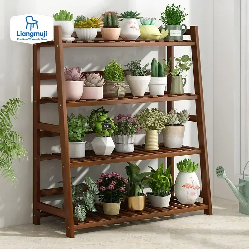 

Wooden Universal Plant Shelf Outdoor Pedestal Hanging Flowers Plant Shelf Luxury Corner Estante Para Plantas Garden Furniture