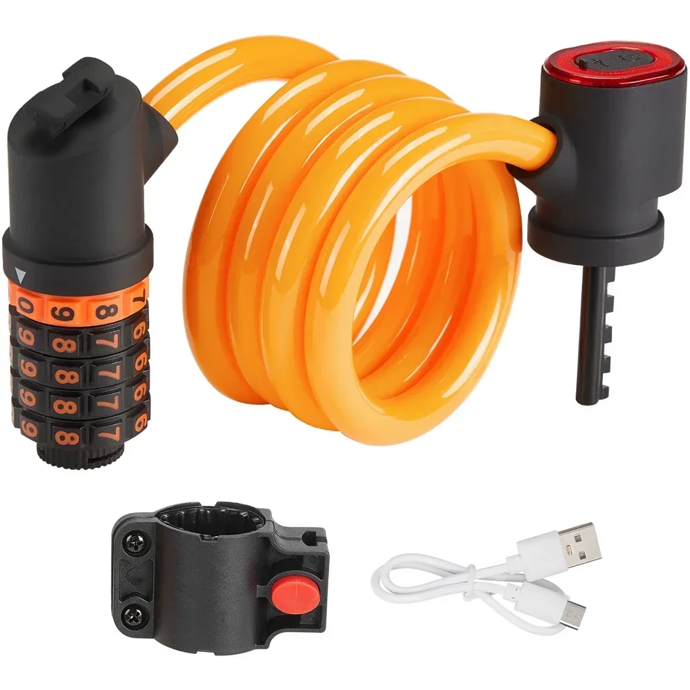 

KEMITOUR Motorcycle Anti-theft Lock With Moto Tail Light Combination Multifunctional Cable Lock Bicycle MTB Bicycle Accessories