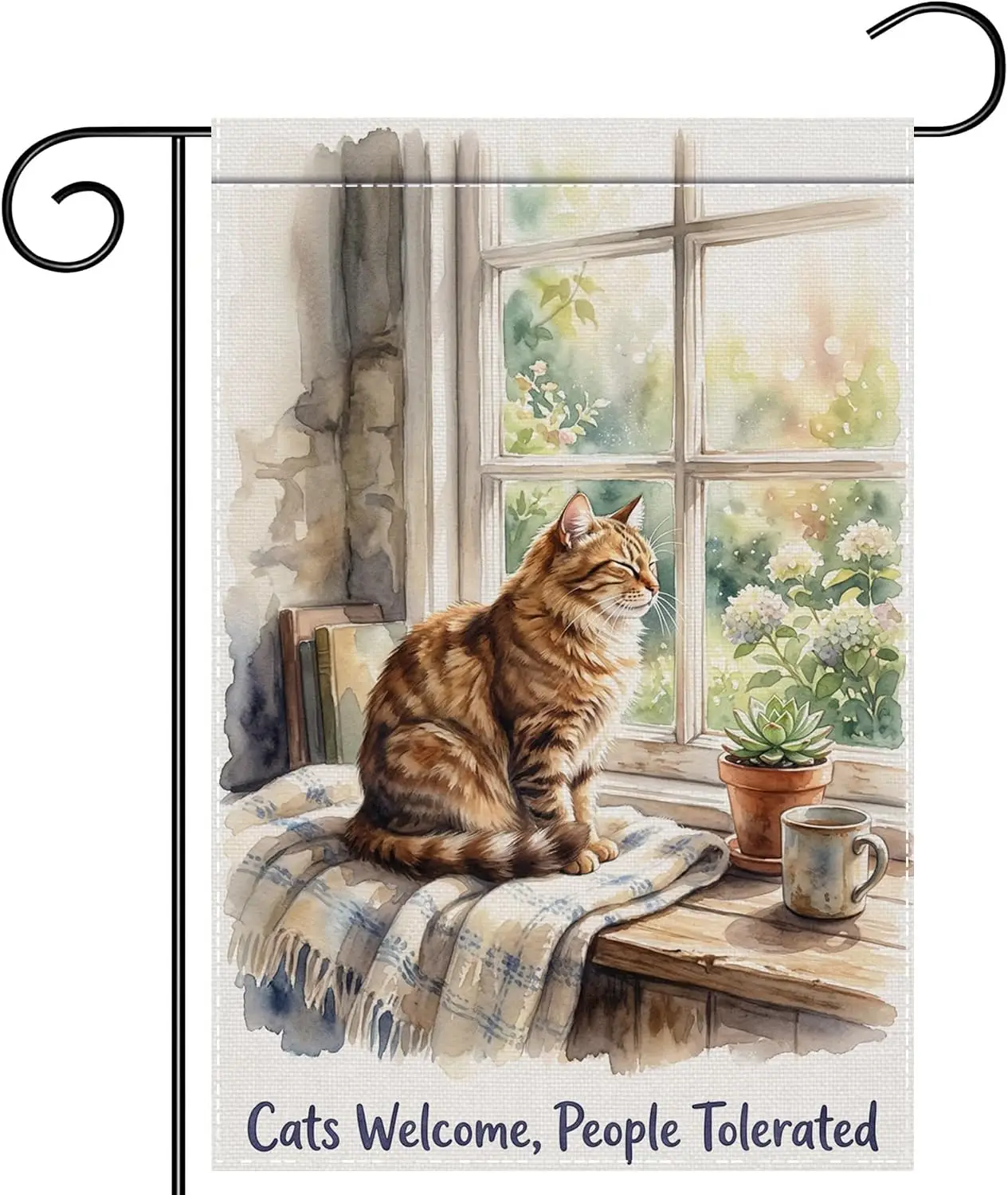Funny Cat Garden Flag 12x18 Inch for Yard Porch Decor | Double sided polyester, humorous pet rustic farmhouse artwork, seaso xxl