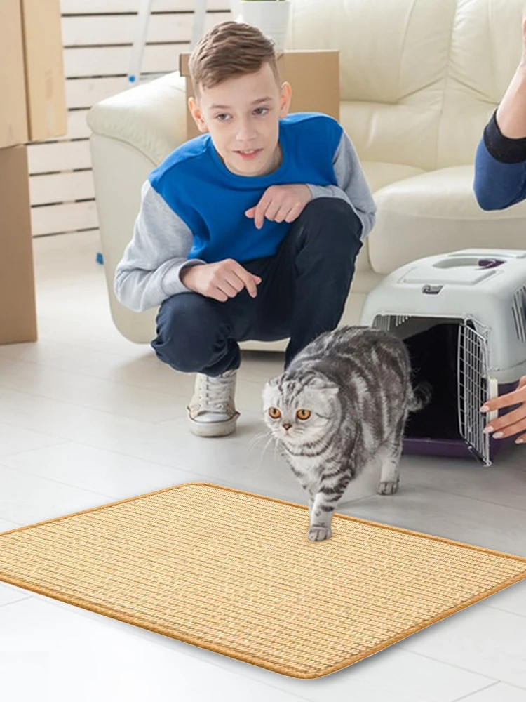 Alfombra rascadora para gatos, rascador de pared con cintas adhesivas, almohadilla rascadora para gatos de Sisal, rascador Horizontal para gatos, protege muebles y paredes