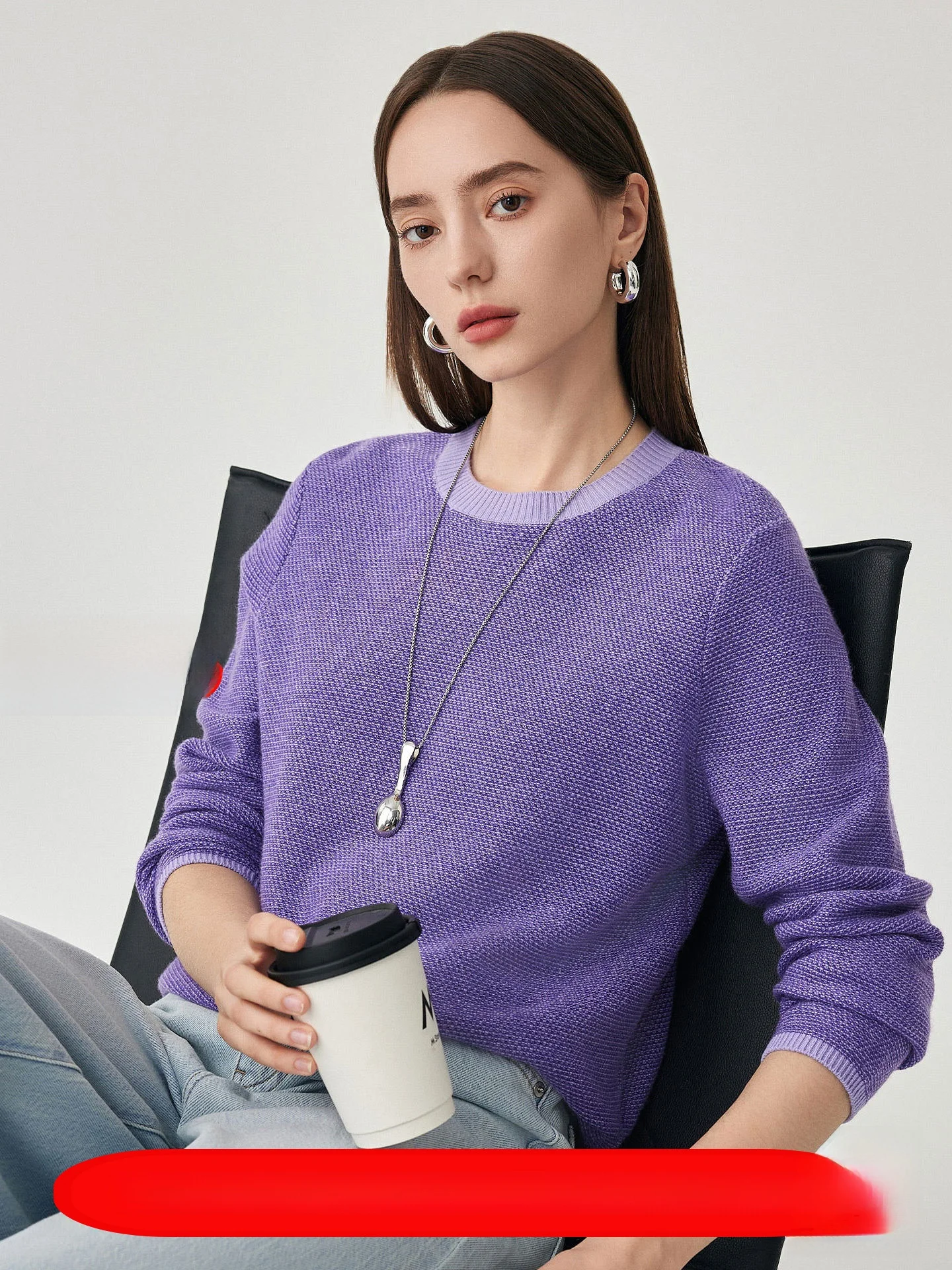 

Zhaojun Autumn Winter Thiened Pure Wool Knit Sweater round Ne Dual Color Honeycomb Women's Quali Knitted Base irt