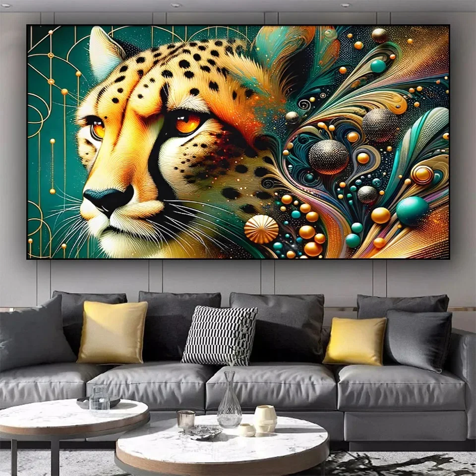 Mystical Fierce Tiger,Lion,Leopard Large 5D DIY Diamond Painting Cross Stitich Clouds Landscape Full Mosaic Diamond Embroidery