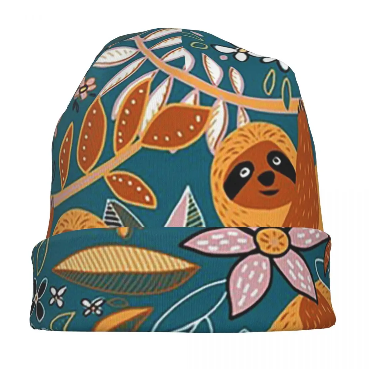 سعيد بوهو الكسل الأزهار Skullies قبعة صغيرة دافئة الخريف الشتاء في الهواء الطلق قبعة محبوك بونيه قبعات للجنسين الكبار