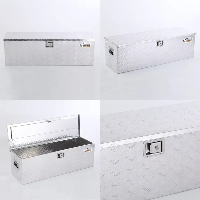 Aluminum Checker Plate Truck Tool Box Waterproof Storage Chest for Pickup Trailer Bed Heavy Duty Lockable Utility Container