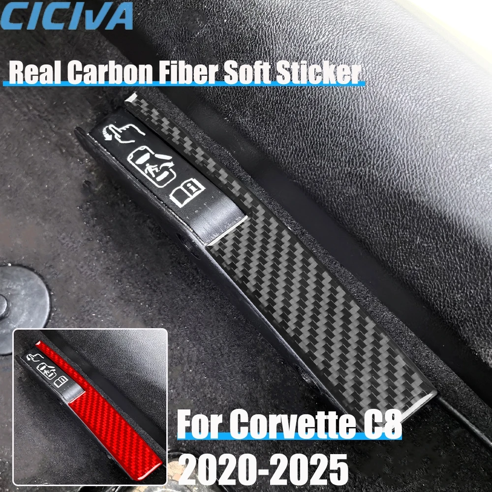 

Real Carbon Fiber Car Accessories Door Lock Panel Cover Soft Sticker For Chevrolet Corvette C8 2020 2021 2022 2023 2024 2025