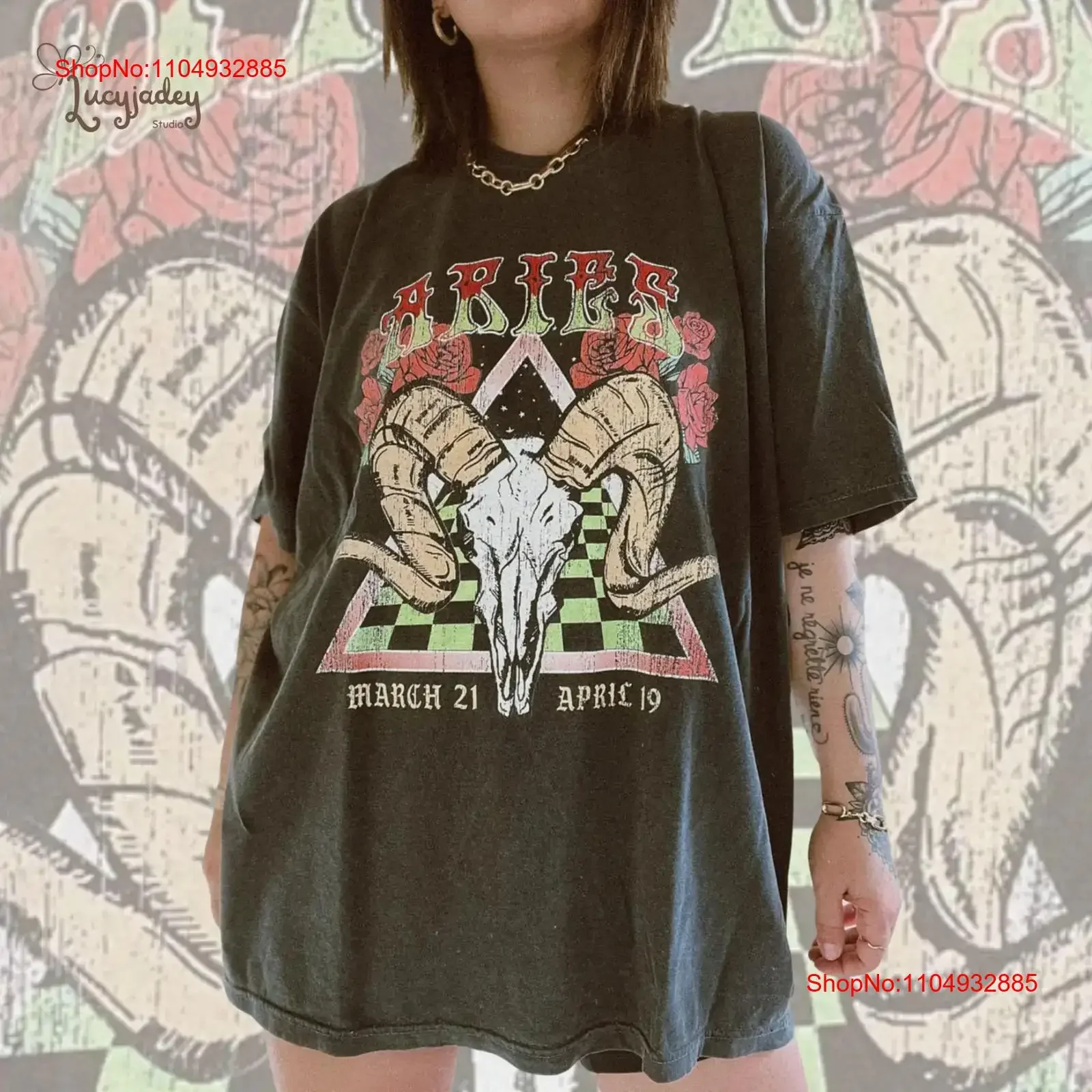 برج الحمل زودياك علم التنجيم تي شيرت ابراج علامة نجمة خمر غسلها أعلى للارتداء اليومي عارضة امتدت الشارع الشهير الأزياء