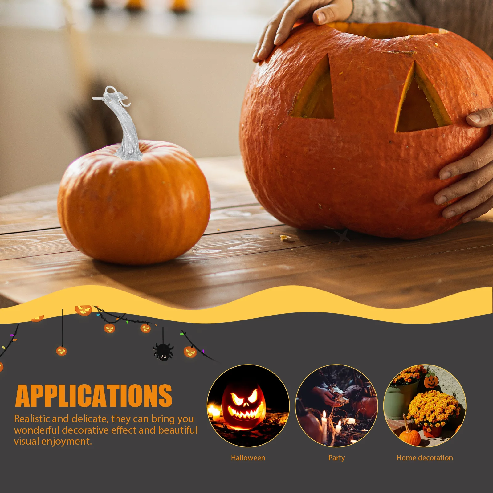 24 Stück Kürbis-Zubehör, Simulationsstängel, einfach zu installieren, Kunststoff, DIY, dekorative Stiele für Halloween, Basteln, Heimdekoration