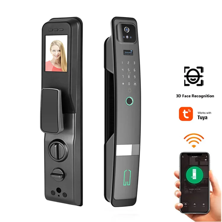 

High End 3D Face Wood Door Smart Lock with Fingerprint Face Recognition