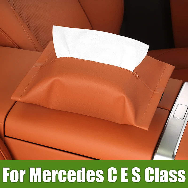 

For Mercedes Benz C E S Class W210 W211 W212 W213 W203 W204 W205 GLC X253 GLK SLK R172 Car Leather Bckseat Tissue Sorage Bag