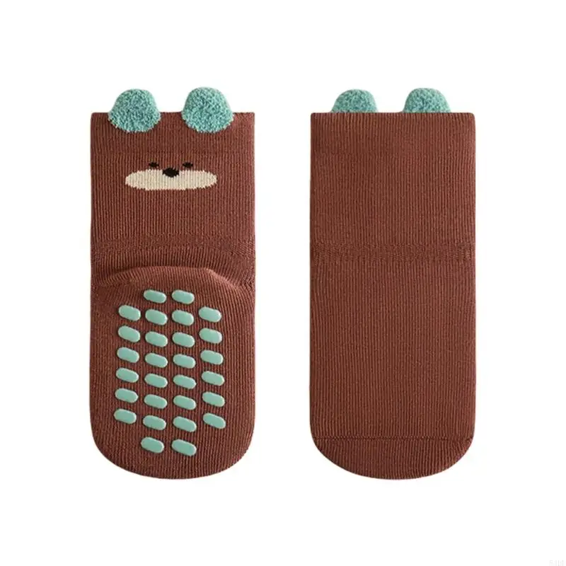 54DF Autumn Infant Floor Socks Nonslip Soft Combed Cotton Elastic Toddler Socks for Secure Walking Indoor Play Washable