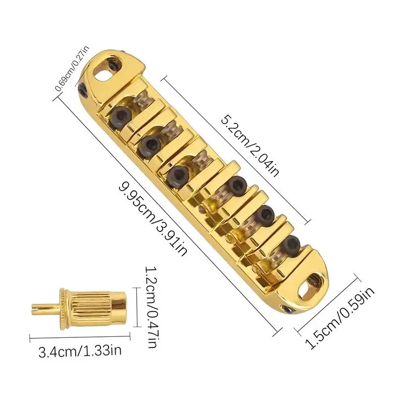 Guitar Roller Bridge Adjustable Tune Bridge For Stringed Instruments Electric Guitar Replacement Includes 2 Wrenches For