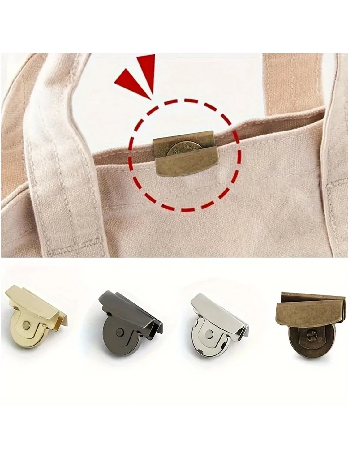 8-delige tas met klikaccessoires, magnetische gesp, tas met verborgen knoop, naadvrije knoopsluiting