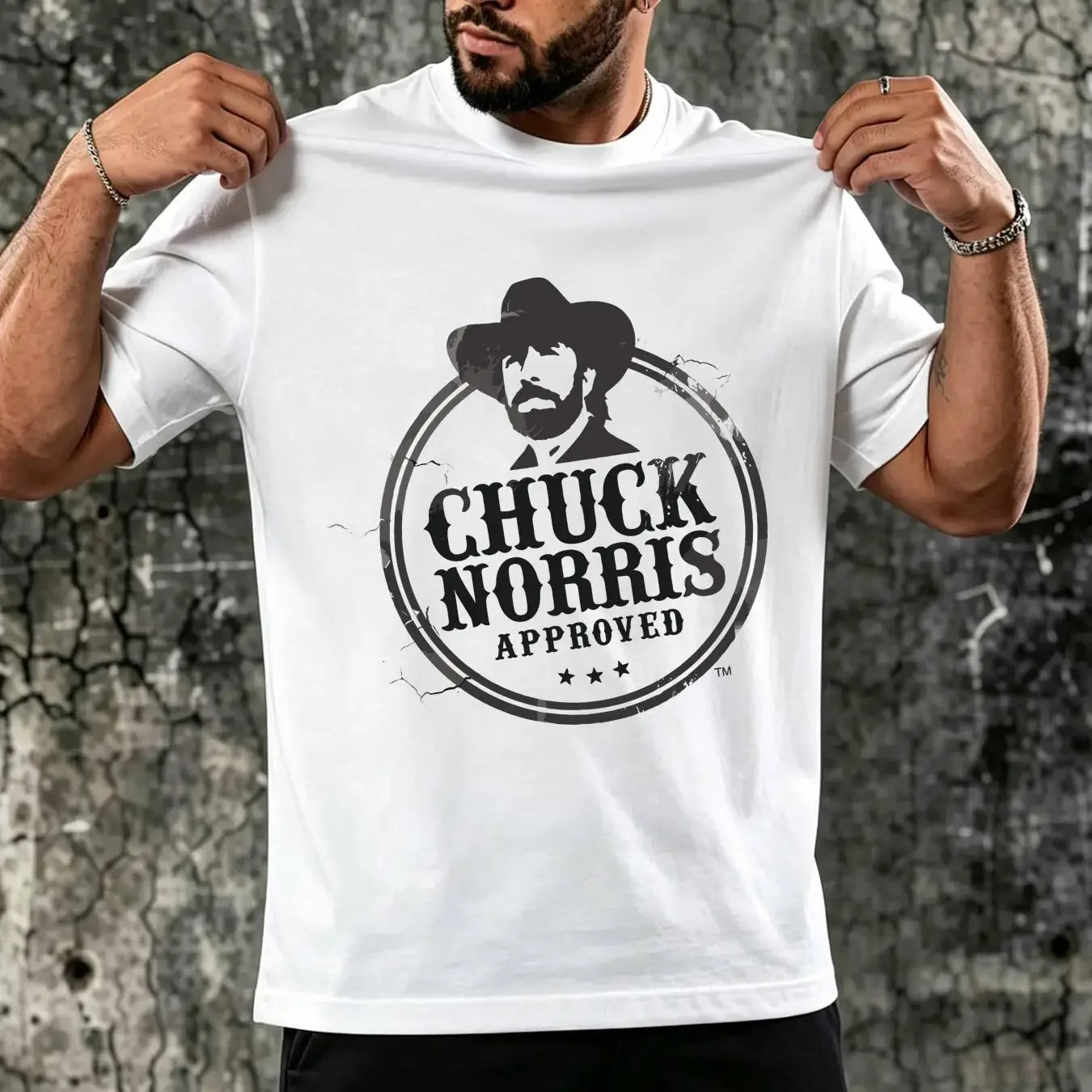 washed T Shirt Chuck Norris Approved White Ships Fast High Quality long or short sleeves vintage Washed streetwear