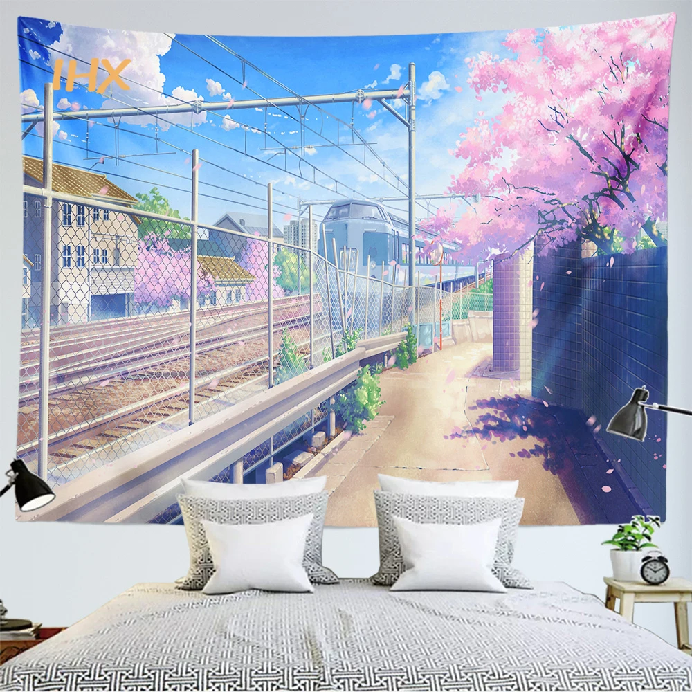 Anime Scene Aesthetic Tapestry Wall Hanging Kawaii Room Decor Hippie Japanese Anime Large Wall Tapestry Bedroom Decoration Home