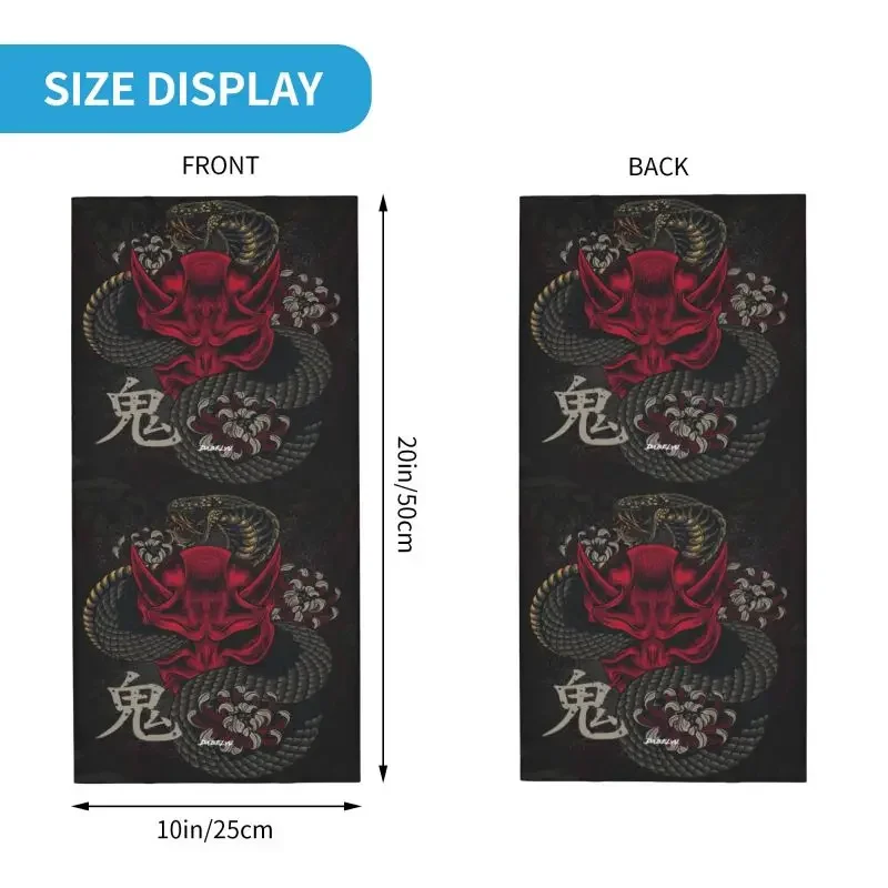 Japanese Art Oni Mask Snake Headband Neck Warmer Hiking Cycling Tube Scarf Women Men Face Bandana Gaiter