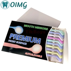 10pcs/Box with Random Colors Dental Double Sided Mouth Mirrors Autoclavable Surface Exam Reflectors with Handle Materials