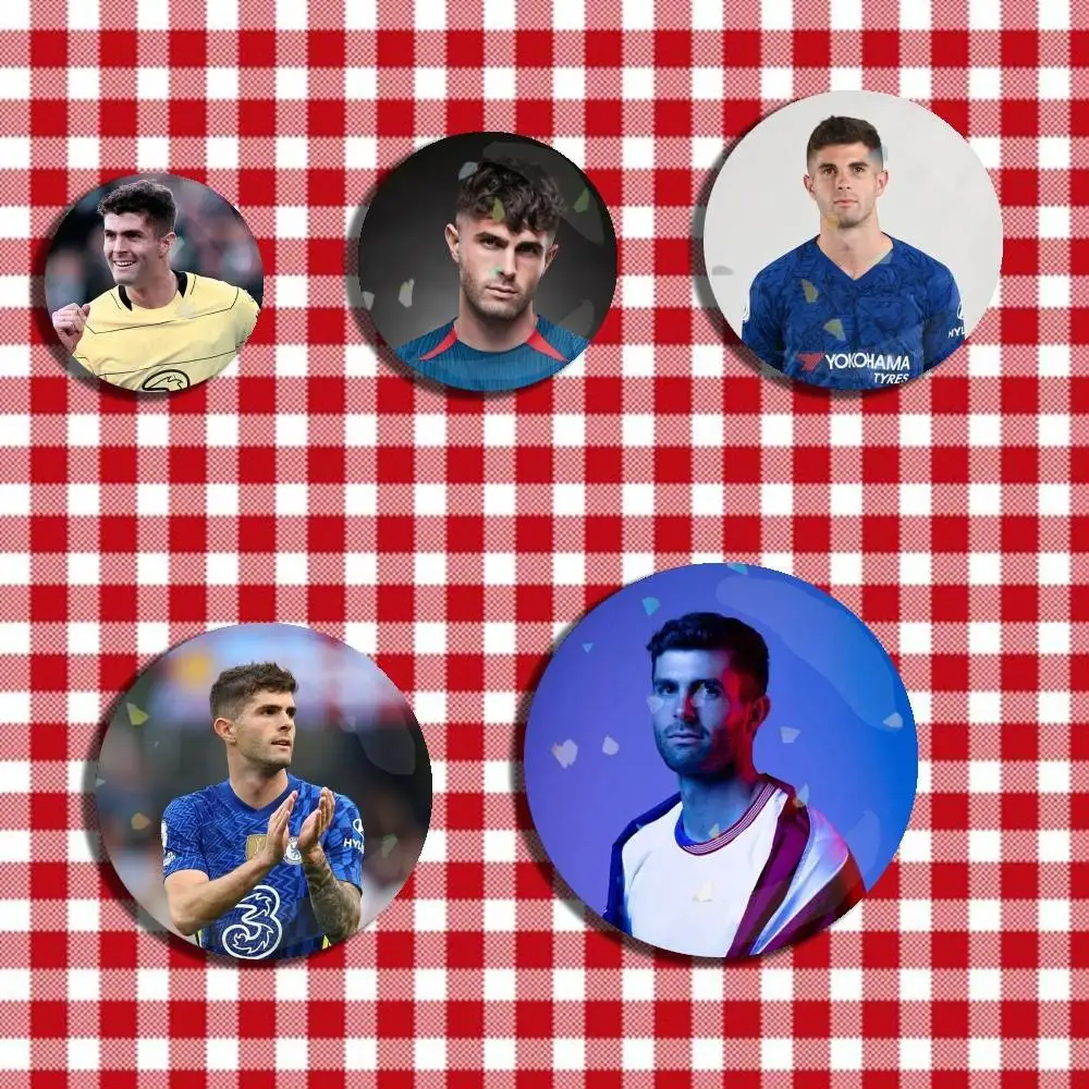 

W-World Soccer Christian10 P-Pulisic Cup Laser Badge Creative Pins Brooch for Bag Clothes Hat Decor Gifts Fans Collect