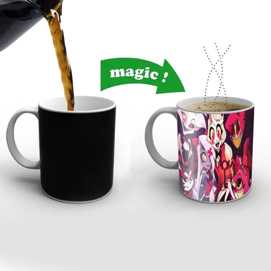 

H-Hazbin Cartoon Hotel Free shipping Mug Changing Color Ceramic Coffee Mugs Magic Tea Cup Best Gift For Your Friends