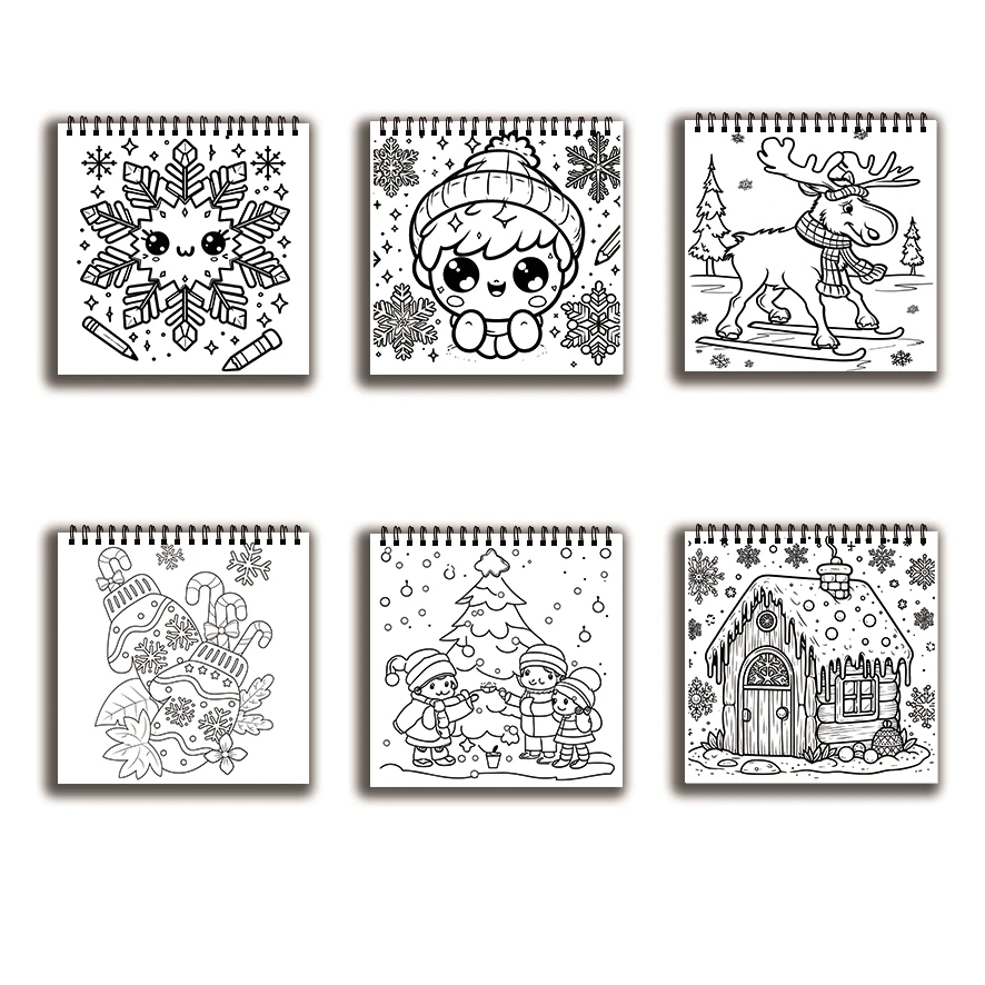 Libro da colorare Cold Winter - 8,27 x 8,27 pollici Libro da colorare da 32 pagine - Regalo ideale per la famiglia o gli amici