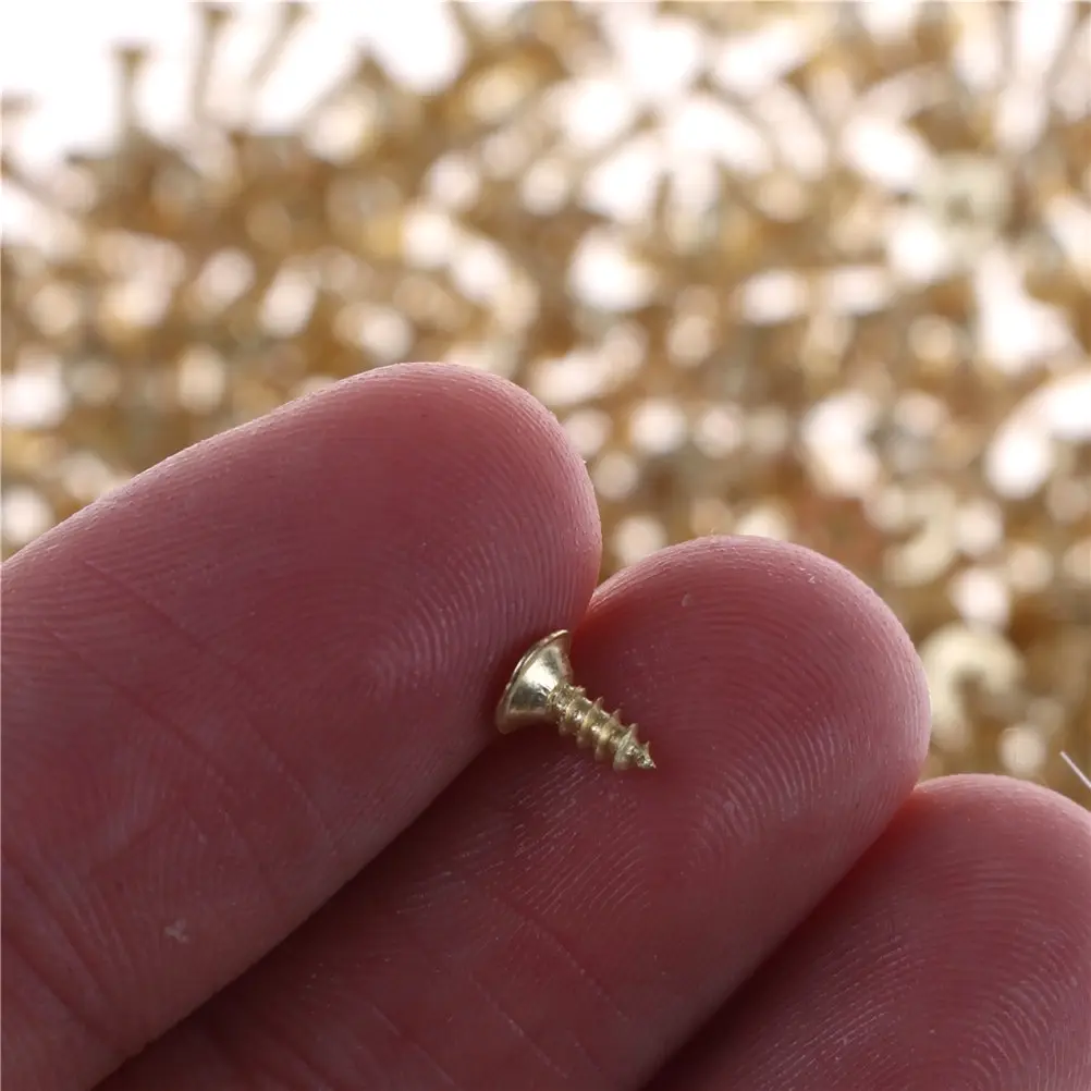 380 pcsFlat viti autofilettanti materiale in ottone viti dorate strumenti per la creazione di modelli fai da te 2*6mm