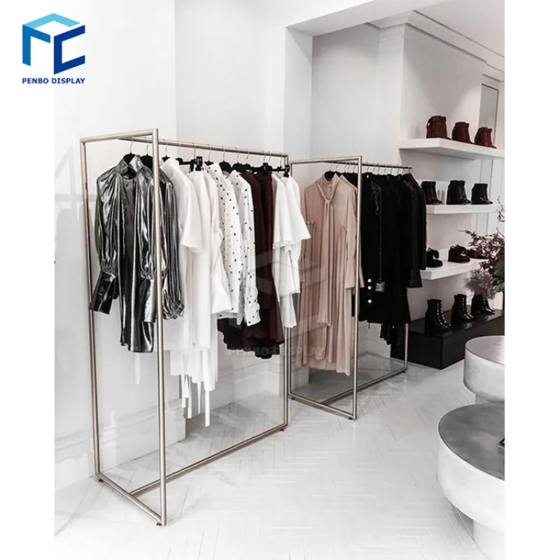 Custom  Fashion boutique combined wall mounted clothes display rack, cloth display stand