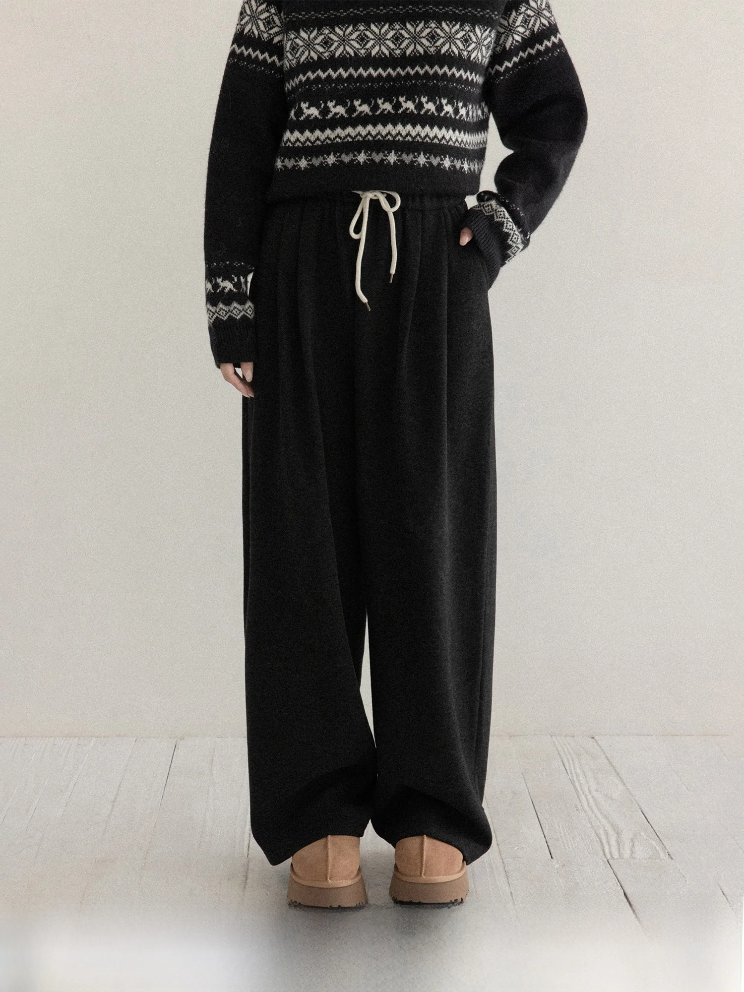 

Loose Wide Leg Casual Pants Women's Color Drapey Winter New Sle Straight Tube Long Pants Comfortable Casual Trousers
