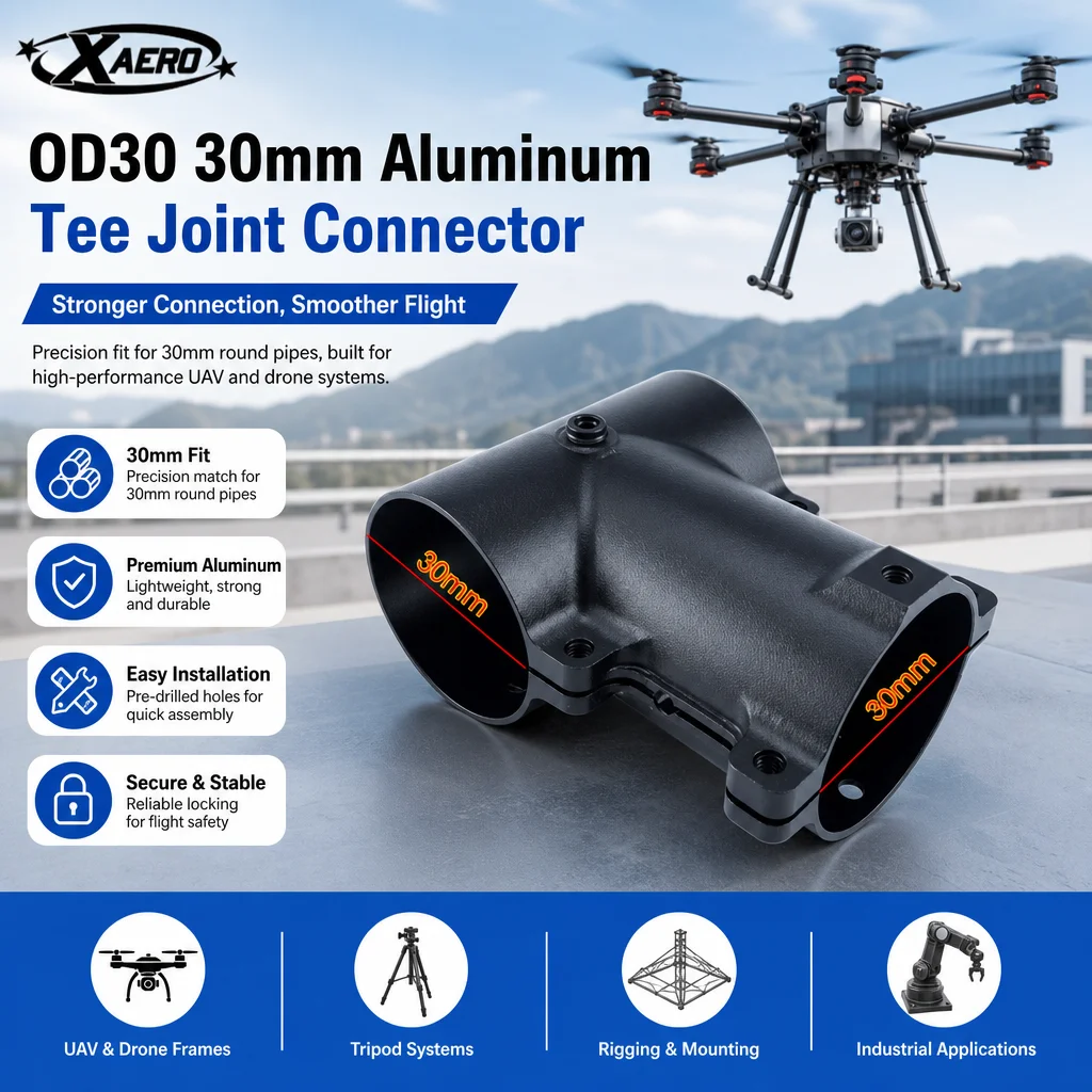 

XAERO OD30 30mm Aluminum Tee Joint Three Way Mount Connector for Drone Tripod UAV
