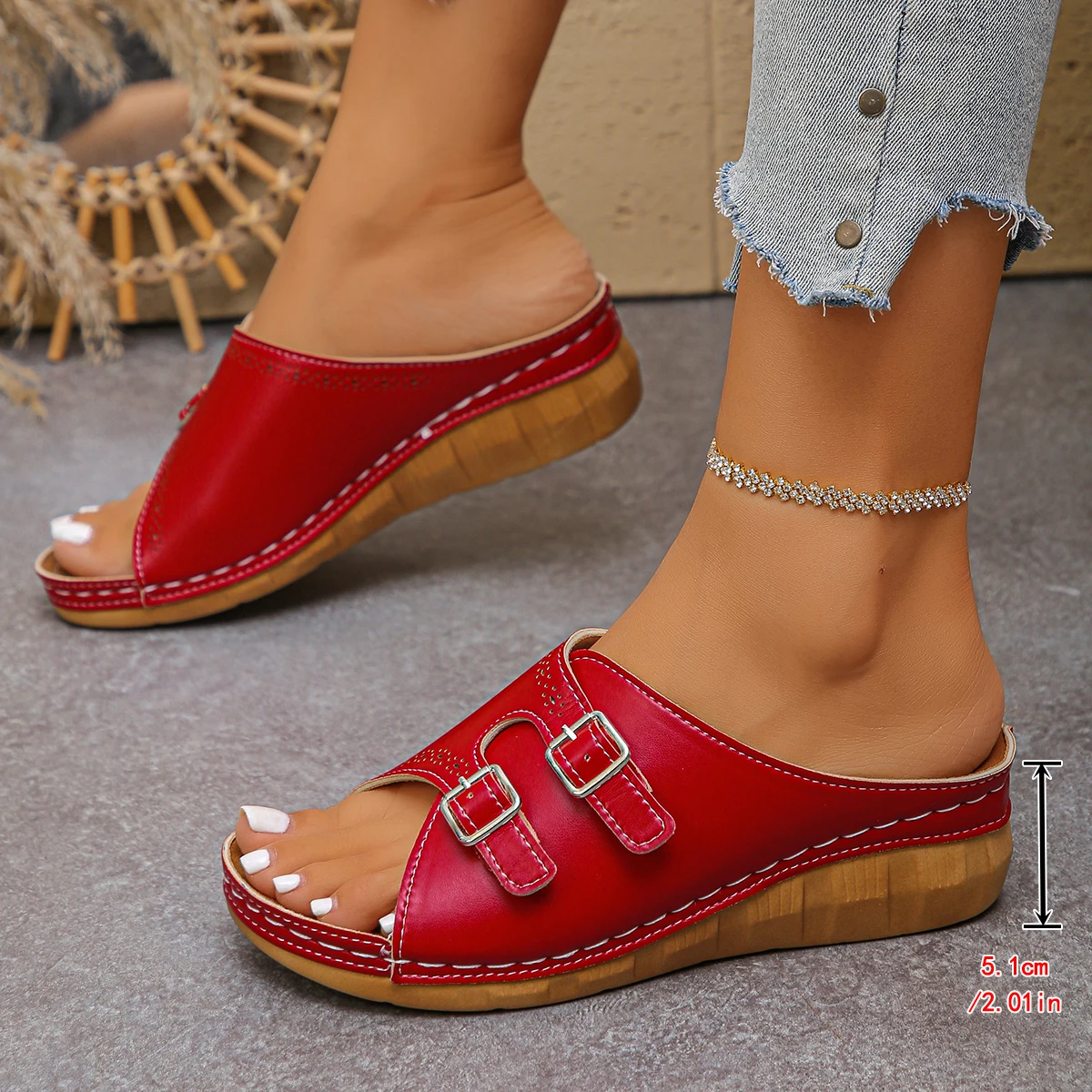 2026 Summer Fashion Women Wedge Slippers Premium Orthopedic Open Toe Shoes for Women Platform Retro Slippers Female