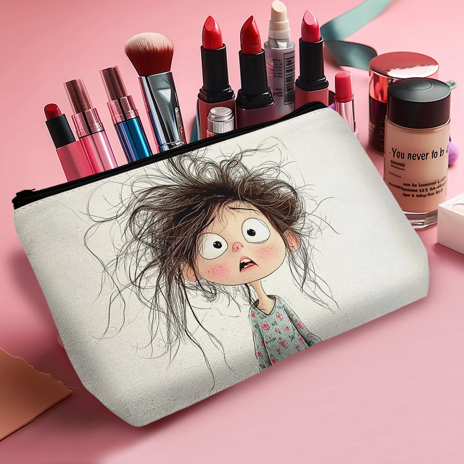 1Pc Cute Cartoon Character Makeup Bag Fun Simple Zipper Portable Makeup Bag Best Gift For Friends And Sisters And Teachers C