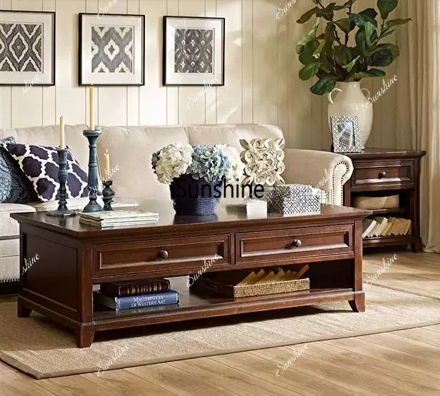All solid wood furniture living room light luxury coffee table high-end coffee table