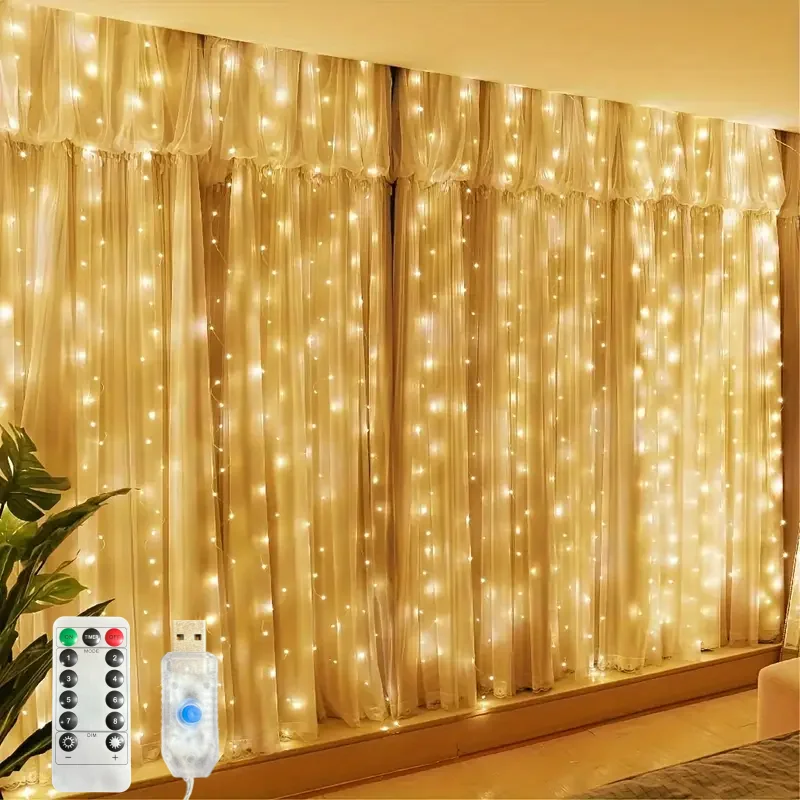 USB-Weihnachts-LED-Lichterketten, Innen-Lichtvorhänge, Geeignet für Schlafzimmer, Hintergrundbeleuchtung, Festbeleuchtung