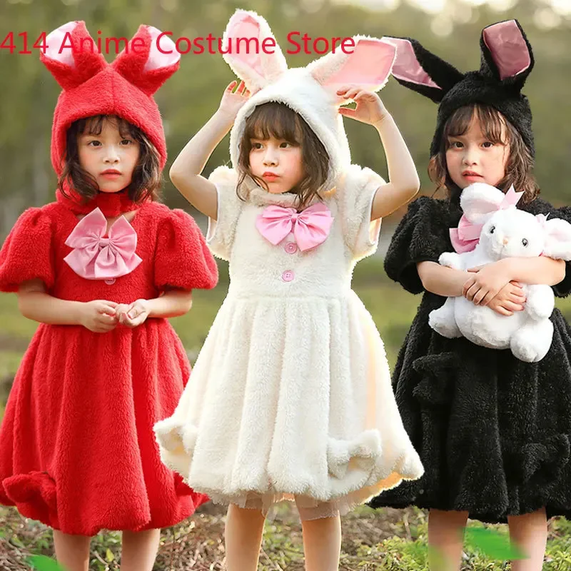 

Girls Lovely Rabbit Bunny Costume Cosplay Kids Halloween Easter Birthday Photography Animal Theme Party Dress