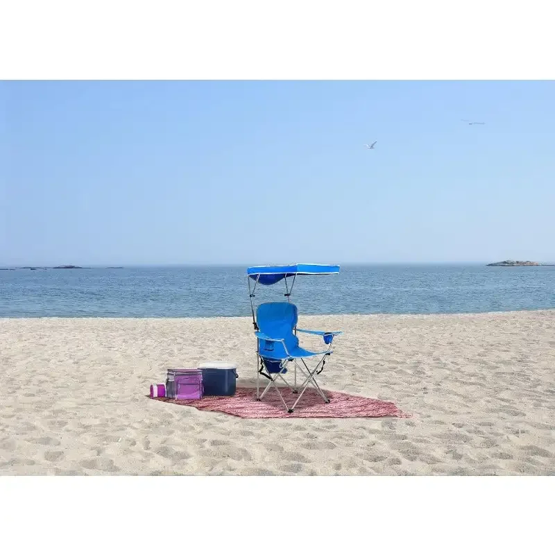 Full Size Shade Folding Chair for Camping, Polyester, Arm Rest,Foldable, Royal Blue, 2'L x 3'W x 4.3'H (160048DS)