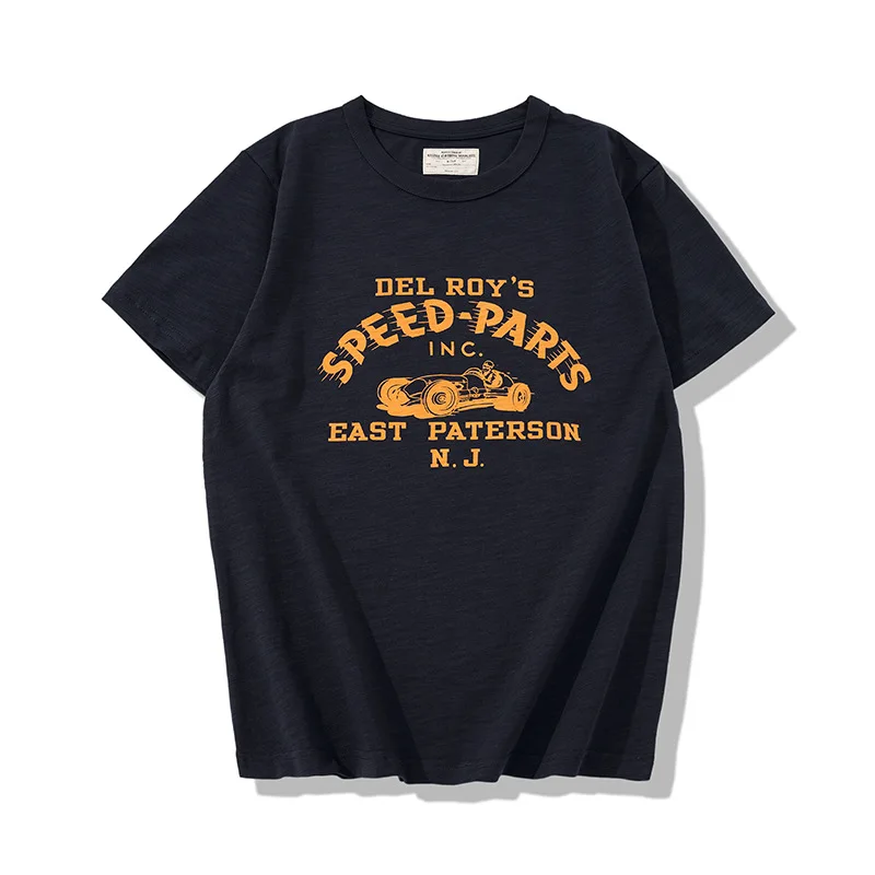 New Amikaji 255g Old Bamboo Cotton Retro Motorcycle Racing American Retro Short Sleeved T-shirt TEE