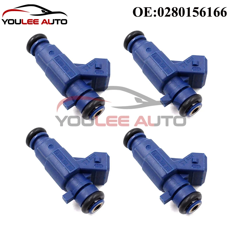 Bico injetores de combustível 0280156166, 4 unidades, para mitsubishi carisma colt v lancer vi mirage space star 1.3l para byd f3 zotye 5008