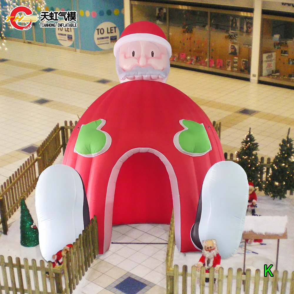 高速配送 17 フィート高巨大なインフレータブルクリスマスハウス屋外装飾サンタの洞窟ビッグクリスマスハウスドームテント販売用