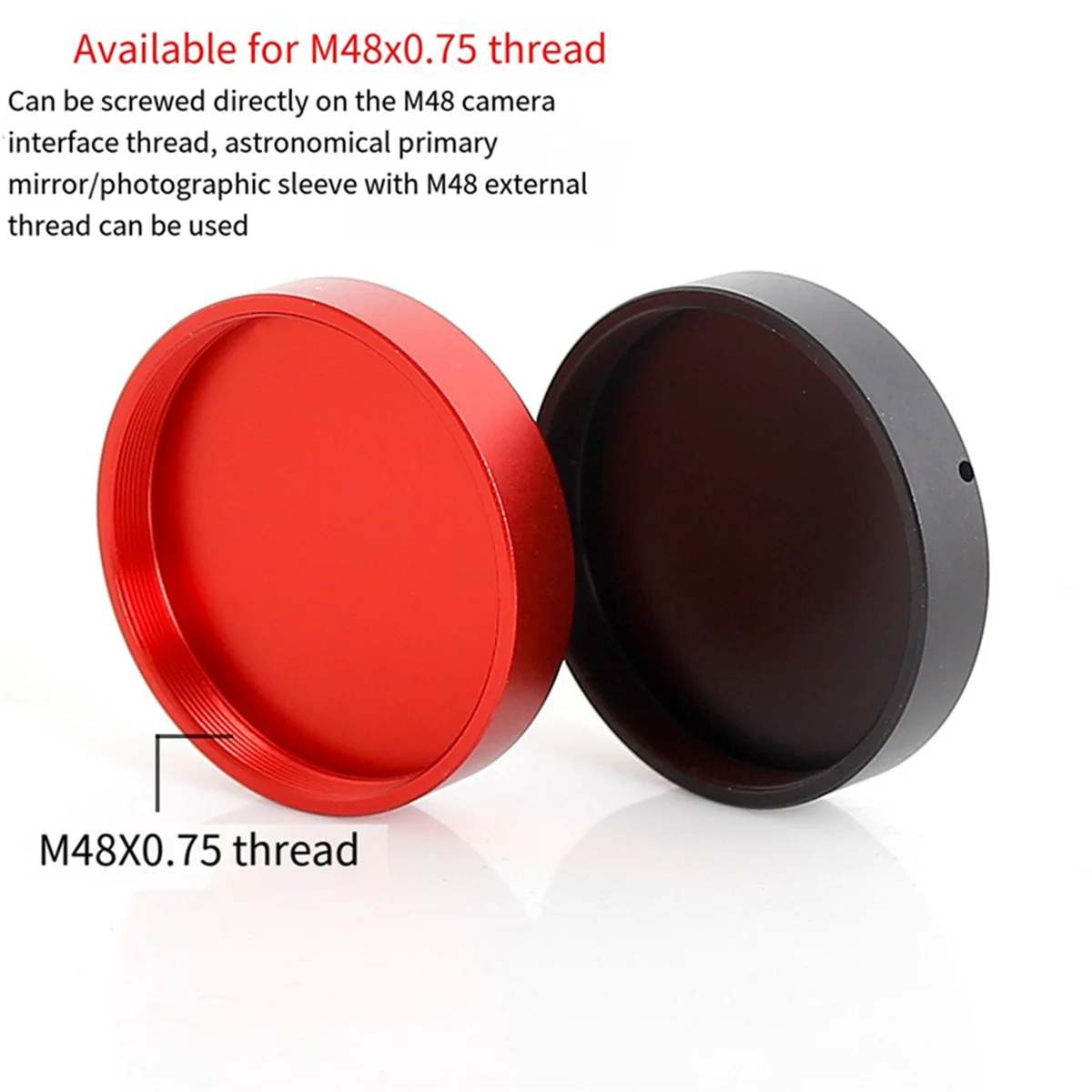 SLQZT Coperchio di protezione antipolvere per obiettivo telescopico completamente in metallo M48X0,75 mm per astrofotografia Rosso