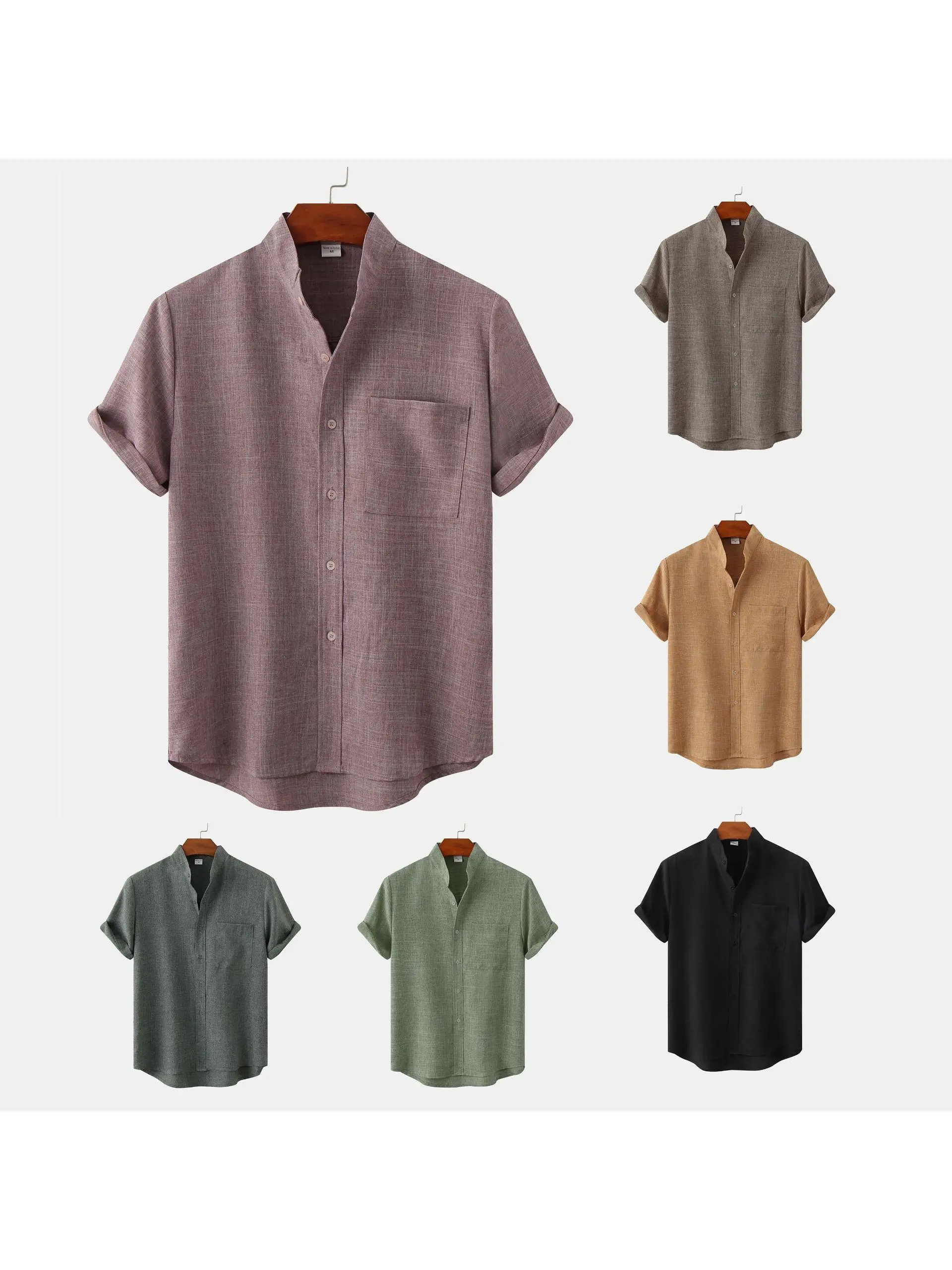 

Мужская рубашка из хлопка и льна однотонного цвета, свободного кроя, утолщенная, для осени и зимы, повседневная, деловая, хит продаж